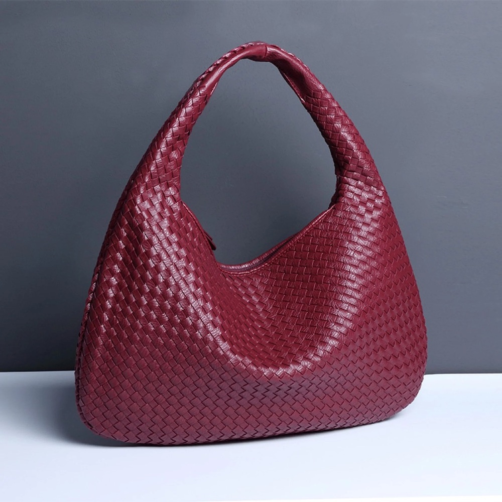 Vegan Leather Knot Woven Shoulder Bag